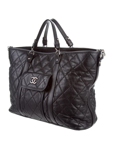 chanel fabric tote|large zipped shopping bag Chanel.